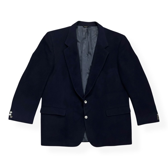 Vintage 1980s Men’s Navy Cashmere Knit Jacket Sport Coat Overcoat - Picture 1 of 4